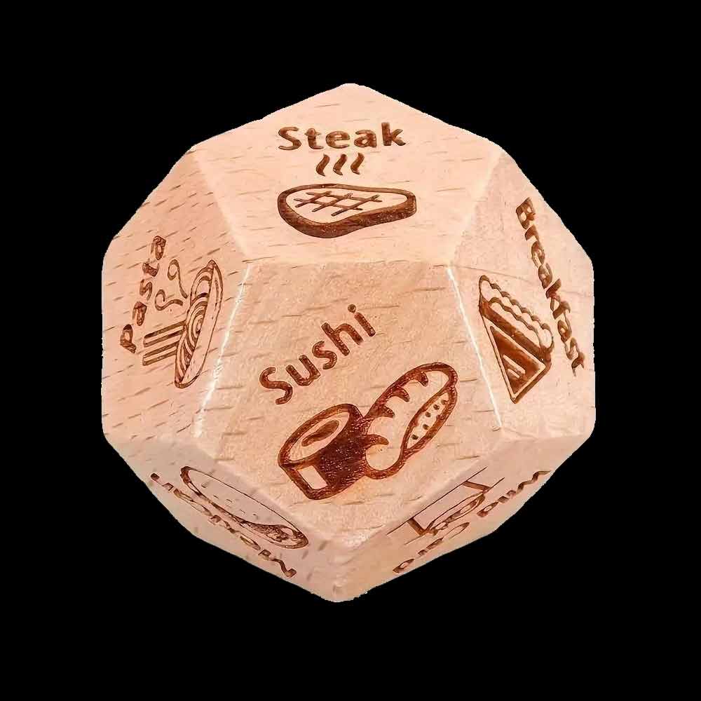 Food Decision Dice Decider Date Night Ideas Games 12-Sided takeaway Wooden