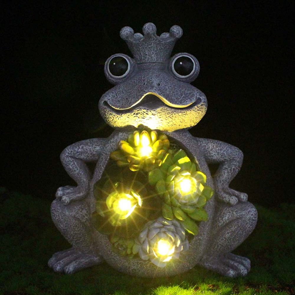 Solar Powered Light Up Fantasy Frog Garden Ornament - Outdoor LED Decor