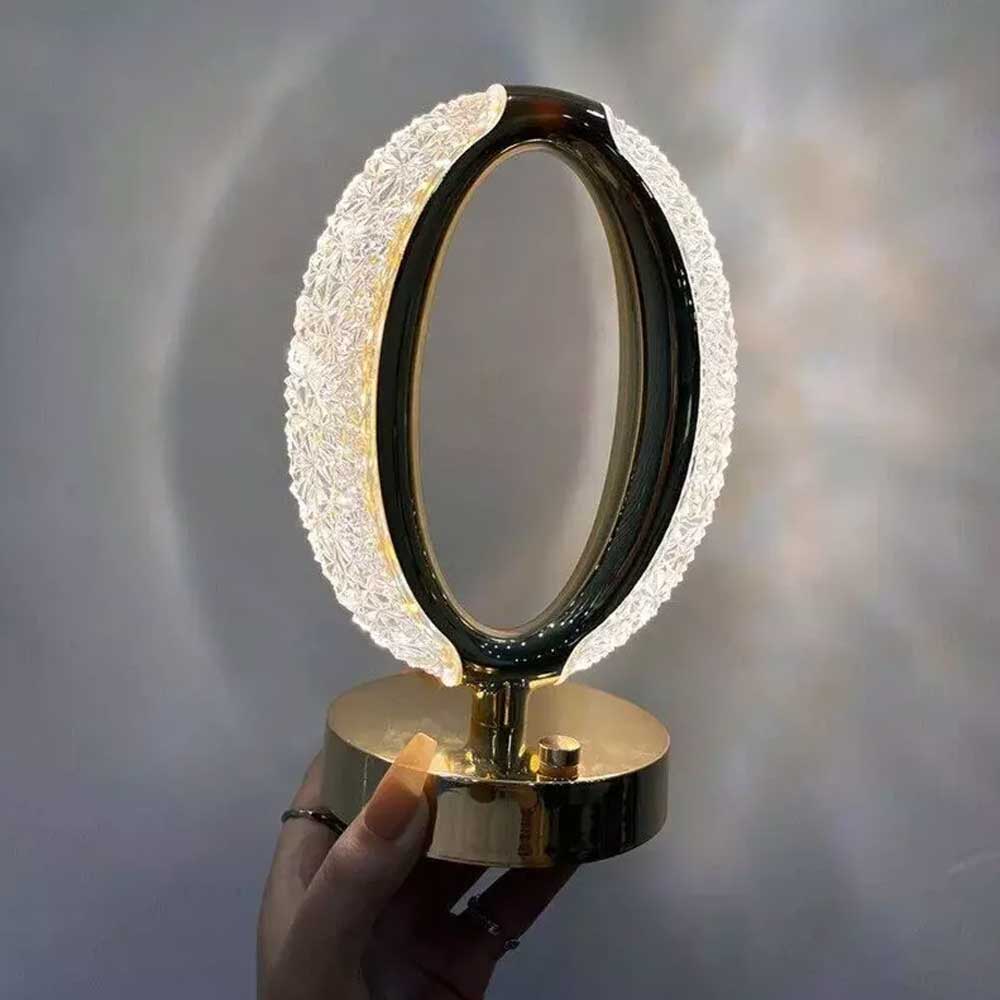 Table Lamp Crystal Night Light Touch Control USB Rechargeable Bedside Lamp Decor