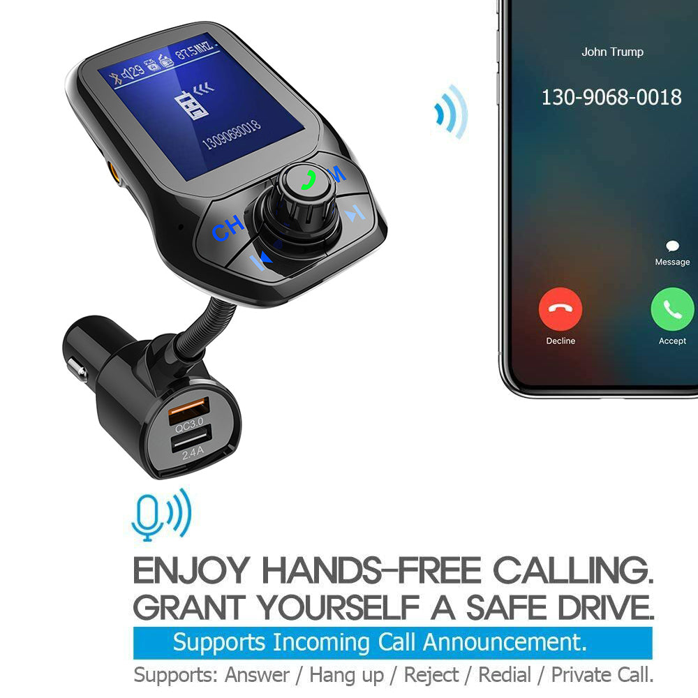 T43 Car Bluetooth MP3 FM Transmitter Car Charger