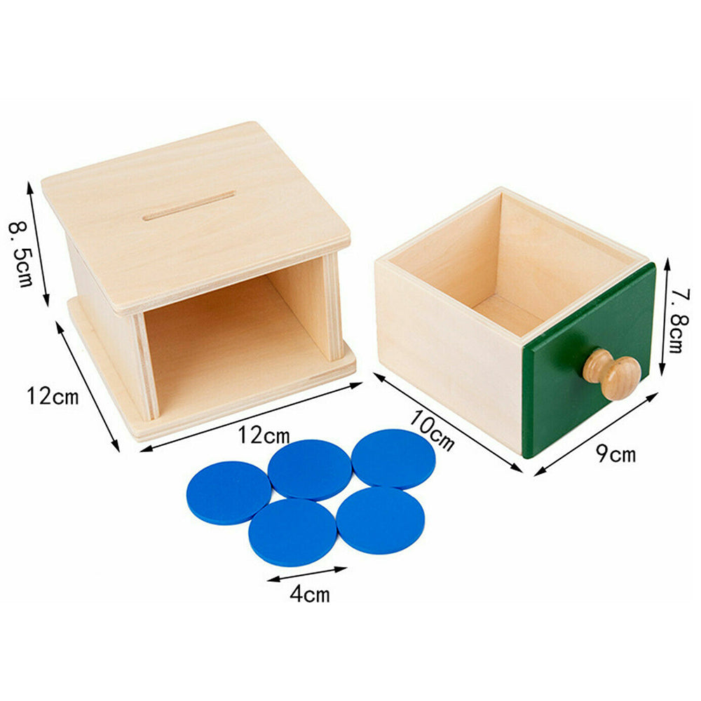 Wooden Educational Object Permanence Coin Box Ball Toy Early Learning
