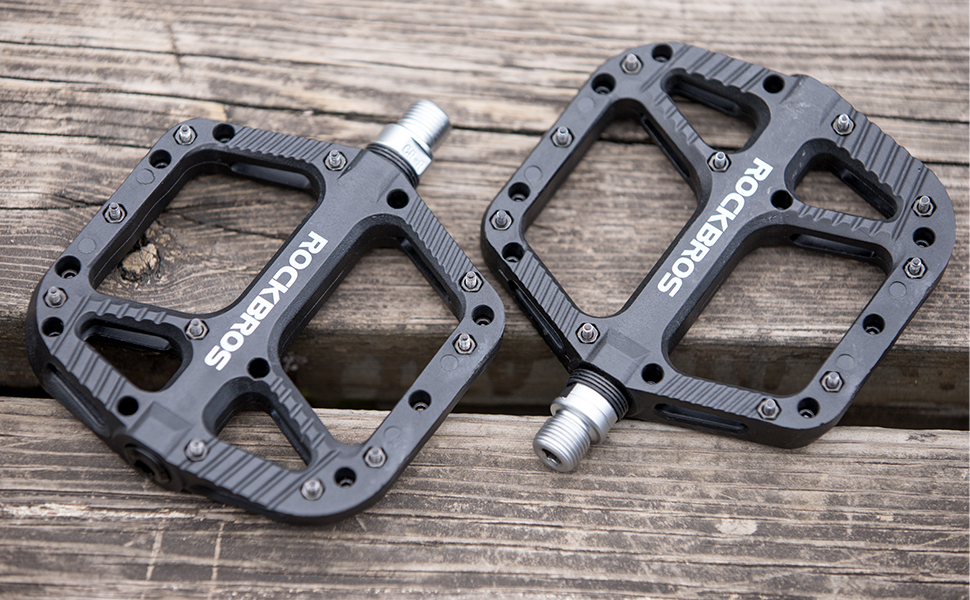 ROCKBROS Bike Pedals Nylon Composite Bearing 9/16" MTB Wide Flat Platform