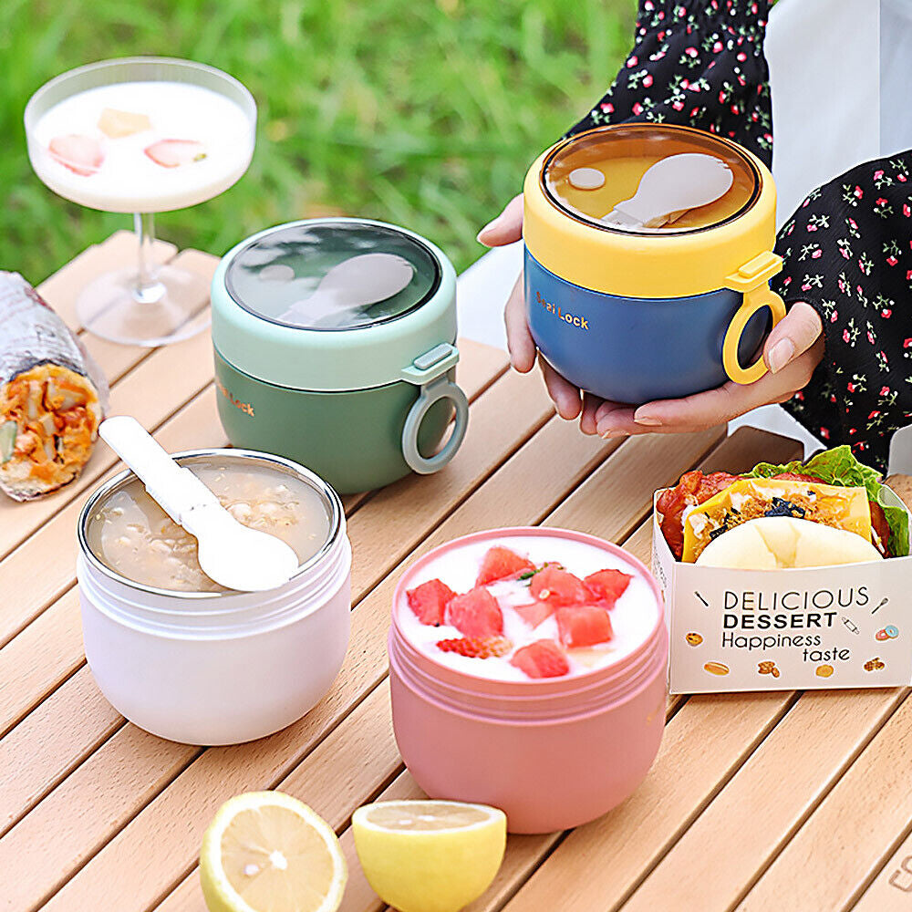 Stainless Steel 600ml Lunch Box Thermos Food Flask Insulated Food Soup Jar
