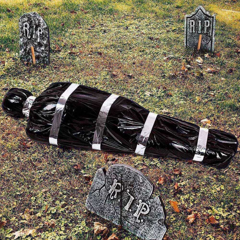 Halloween Scary Fake Dead Victim Props Corpse in Bag Outdoor Ornament Decor