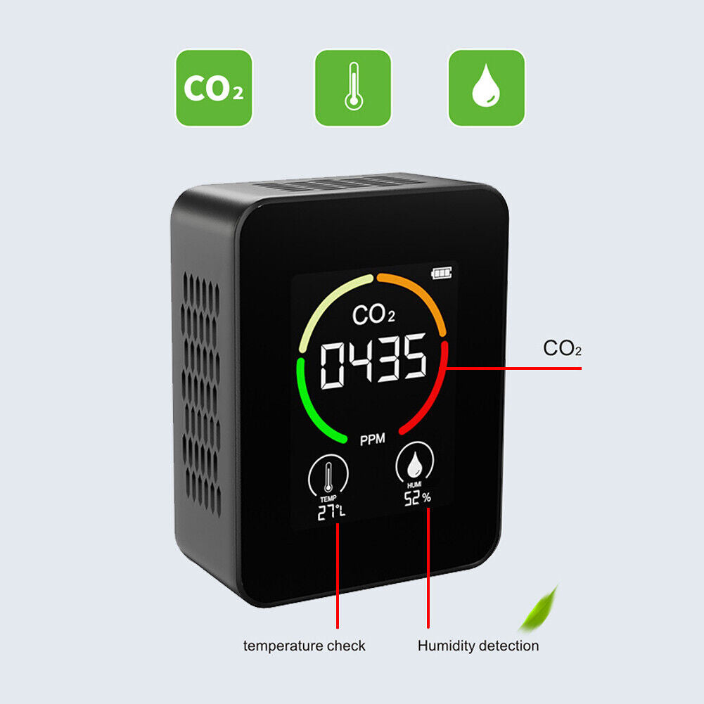 3in1 Portable Carbon Dioxide Detector with LCD Digital Temp Humidity CO2 Meter