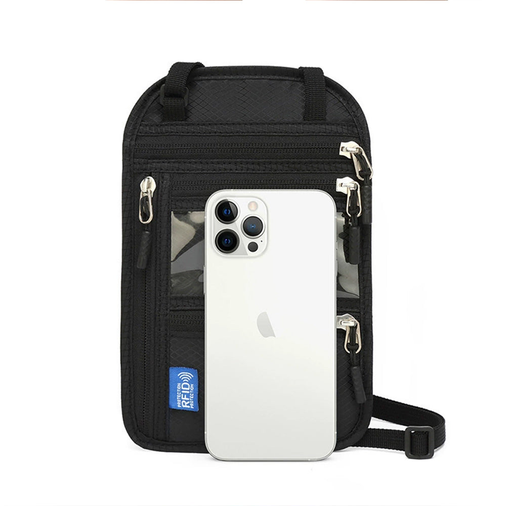 RFID Blocking Travel Body Wallet - Passport Holder Neck Shoulder Document Bag
