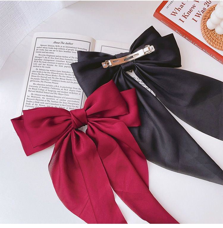 Large Bow Hair Clip – Satin Ribbon Barrette for Women & Girls, Hairpin Headwear