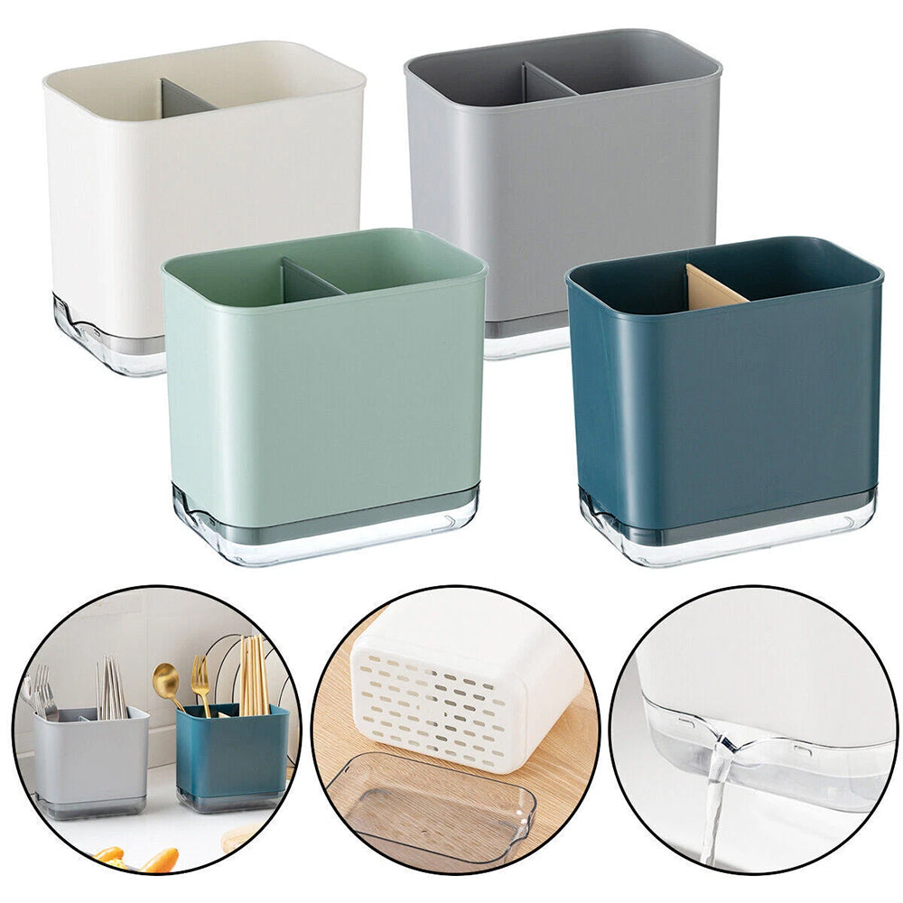 2-Pack Multifunctional Utensil Drainer & Storage Rack | Compact Cutlery Organizer