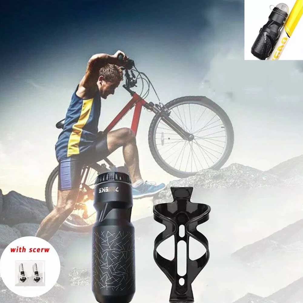 750ml Bicycle Water Bottle & Plastic Cage Holder Kit for Mountain Bike Cycling