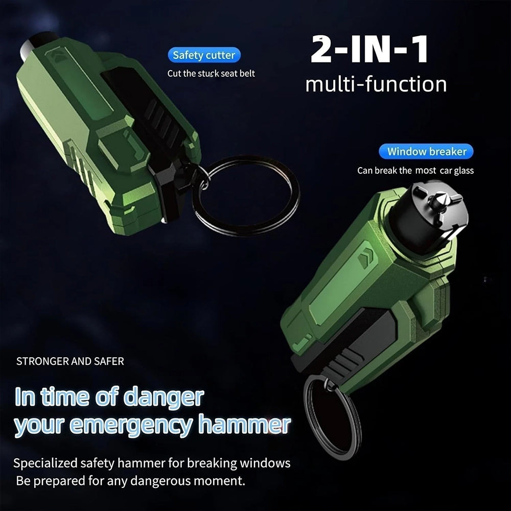 3-Pack Emergency Hammer – Car Window Breaker & Seatbelt Cutter Keychain Tool