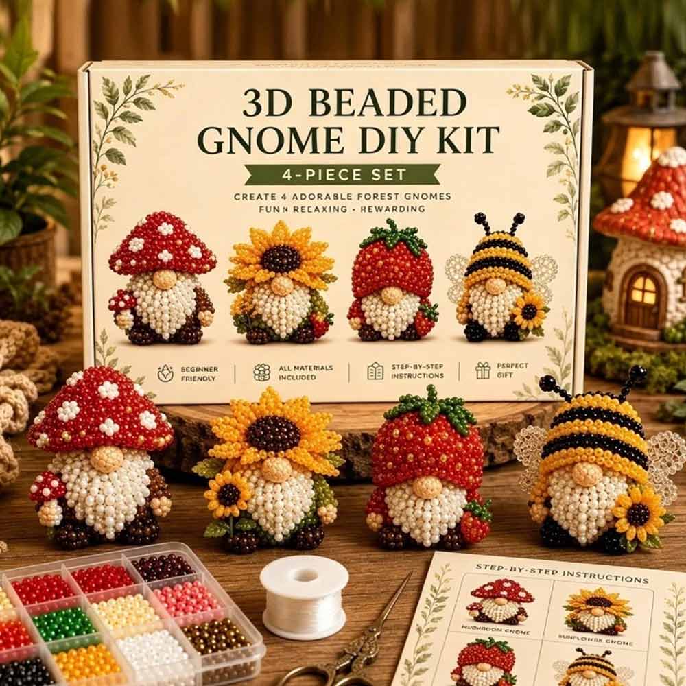 3D Beaded Gnome DIY Kit – Handmade Bead Art Set for Teens & Adults