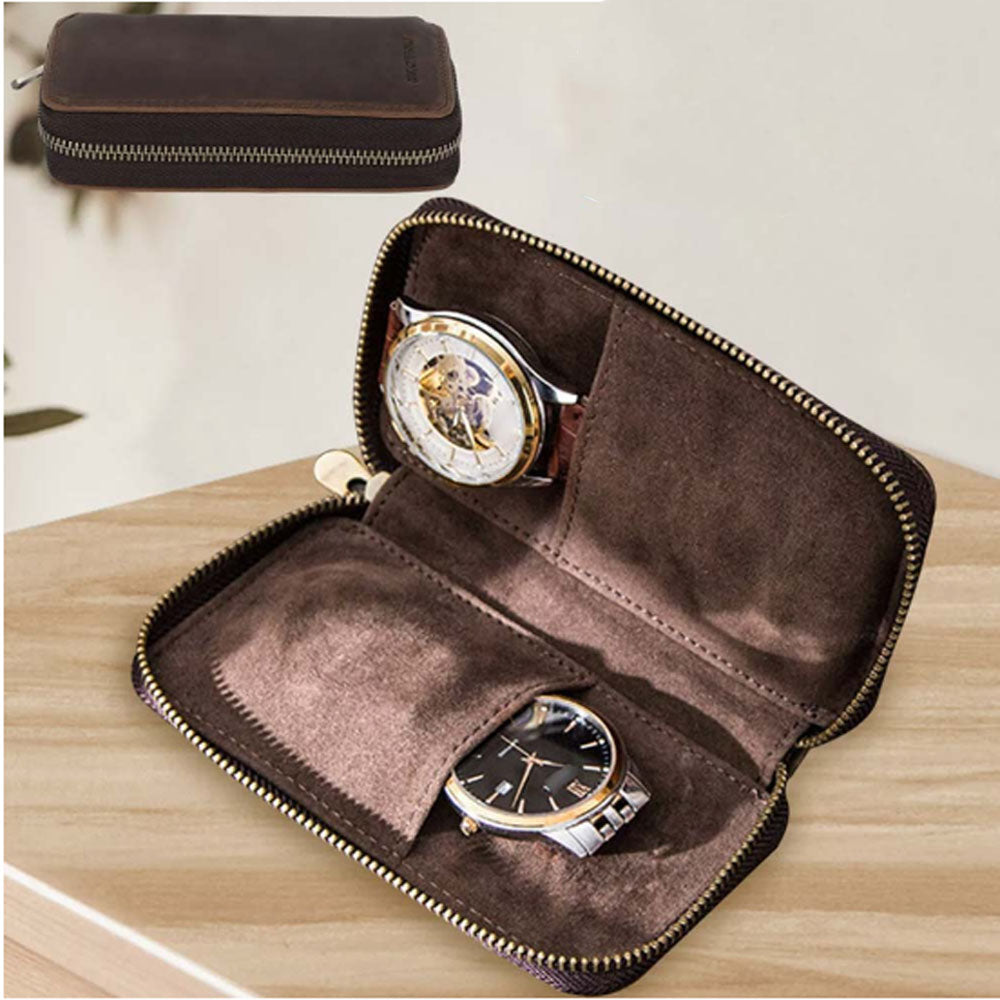Watch Display Box – Leather Travel Case, Jewelry Storage Pouch, Portable Zipper Bag