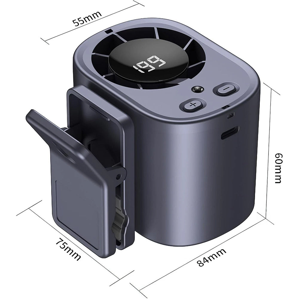 Car Clip Fan – 360° Rotation USB Air Conditioner Fan with LED Display, 2000mAh