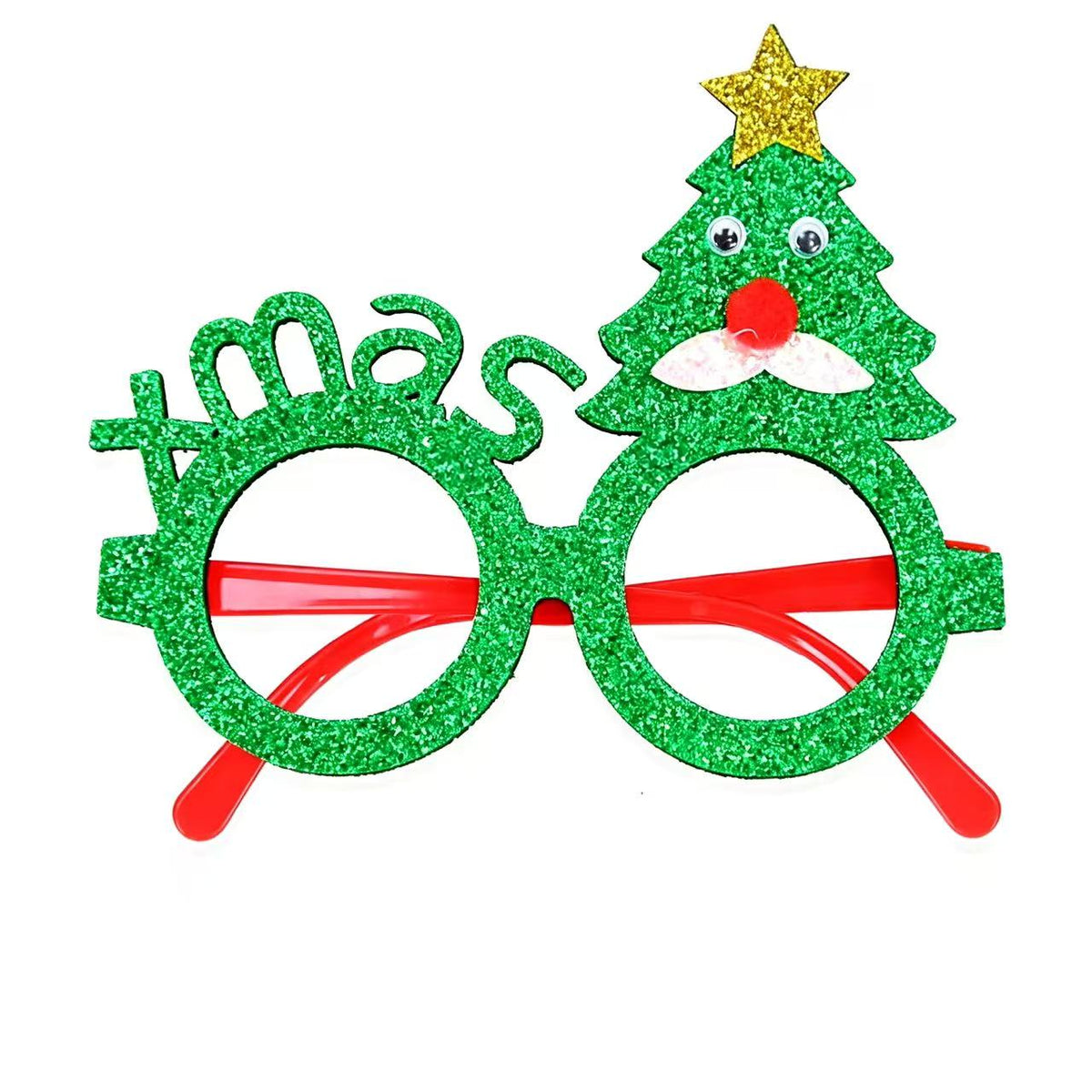 Festive Christmas Glasses – Glitter Reindeer & Tree Party Frame Decoration