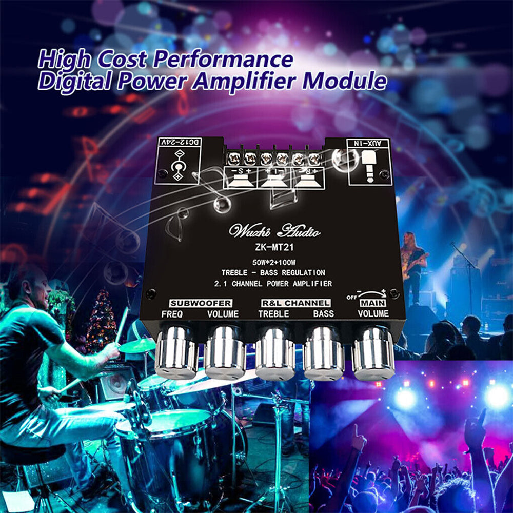 Mini Bluetooth 5.0 Digital Amplifier HiFi 2.1 Channel Audio Stereo Equalizer Amp