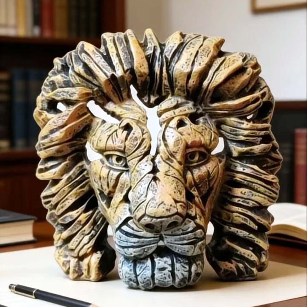 Resin Lion Head – Home Decor Sculpture, Contemporary Animal Ornament for Table Display