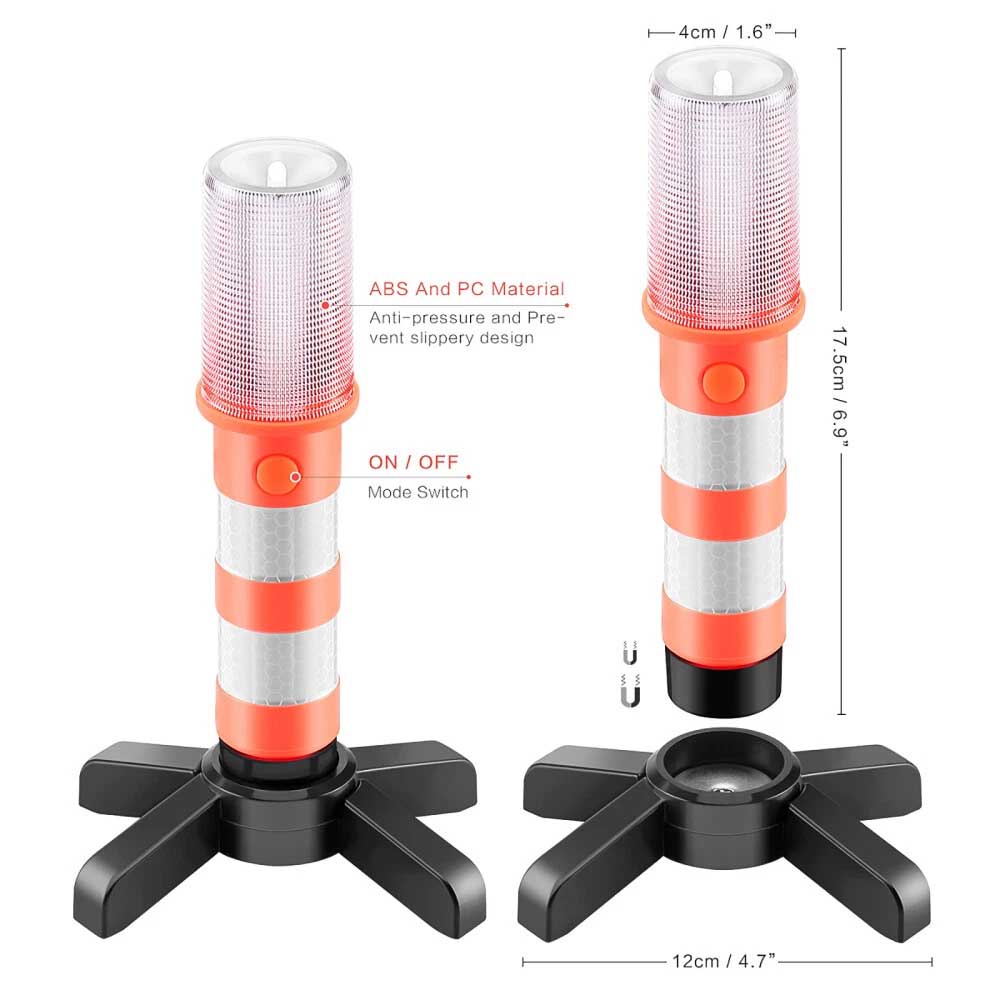 2PCS LED Car Emergency Warning Lights - Roadside Strobe Flares & Safety Beacons