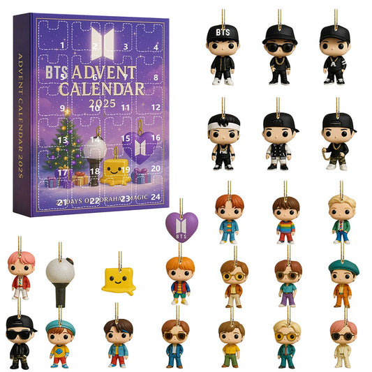 2025 BTS Advent Calendar 2D Acrylic - 24 Days Keychain Toy Christmas Countdown Gift for Fans