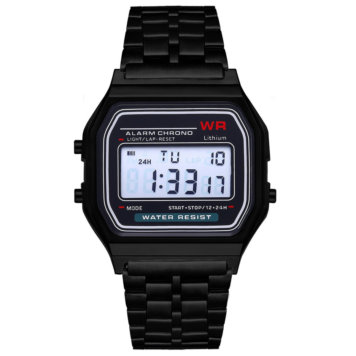 LED Electronic Watch – Retro Square Digital Watch with Stainless Steel Band