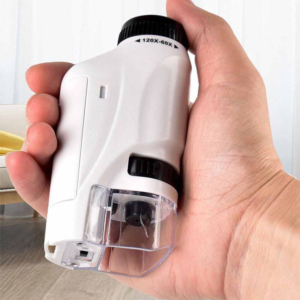 60X-120X Kids Pocket Microscope Handheld Magnification Lens with LED Lighted