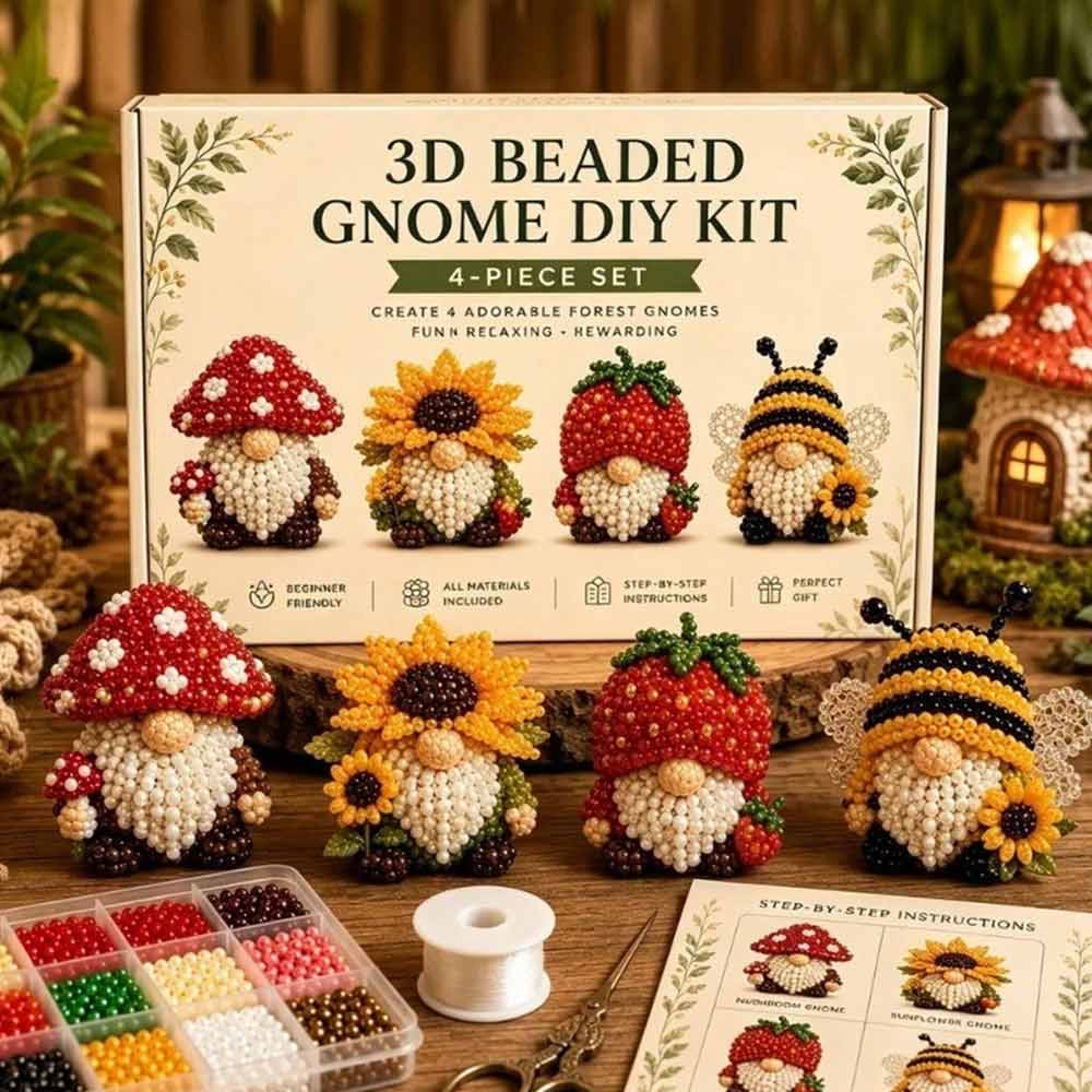3D Beaded Gnome DIY Kit – Handmade Bead Art Set for Teens & Adults