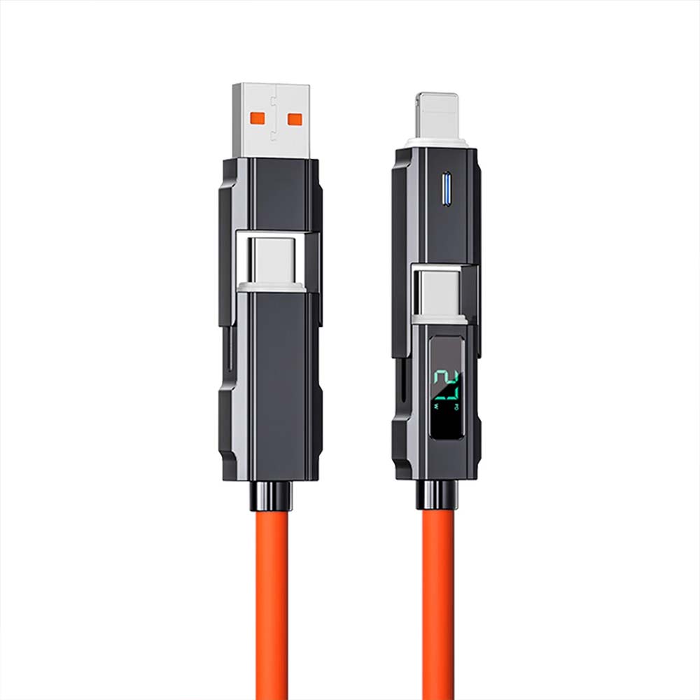 4-in-1 Digital Display USB-C PD Fast Charging Cable 100W for iPhone Android