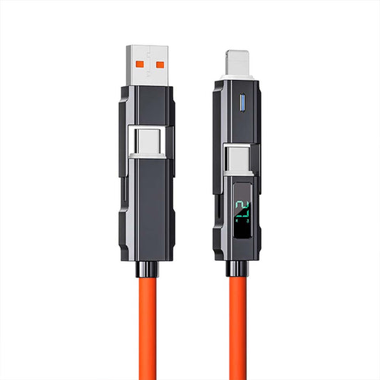 4-in-1 Digital Display USB-C PD Fast Charging Cable 100W for iPhone Android