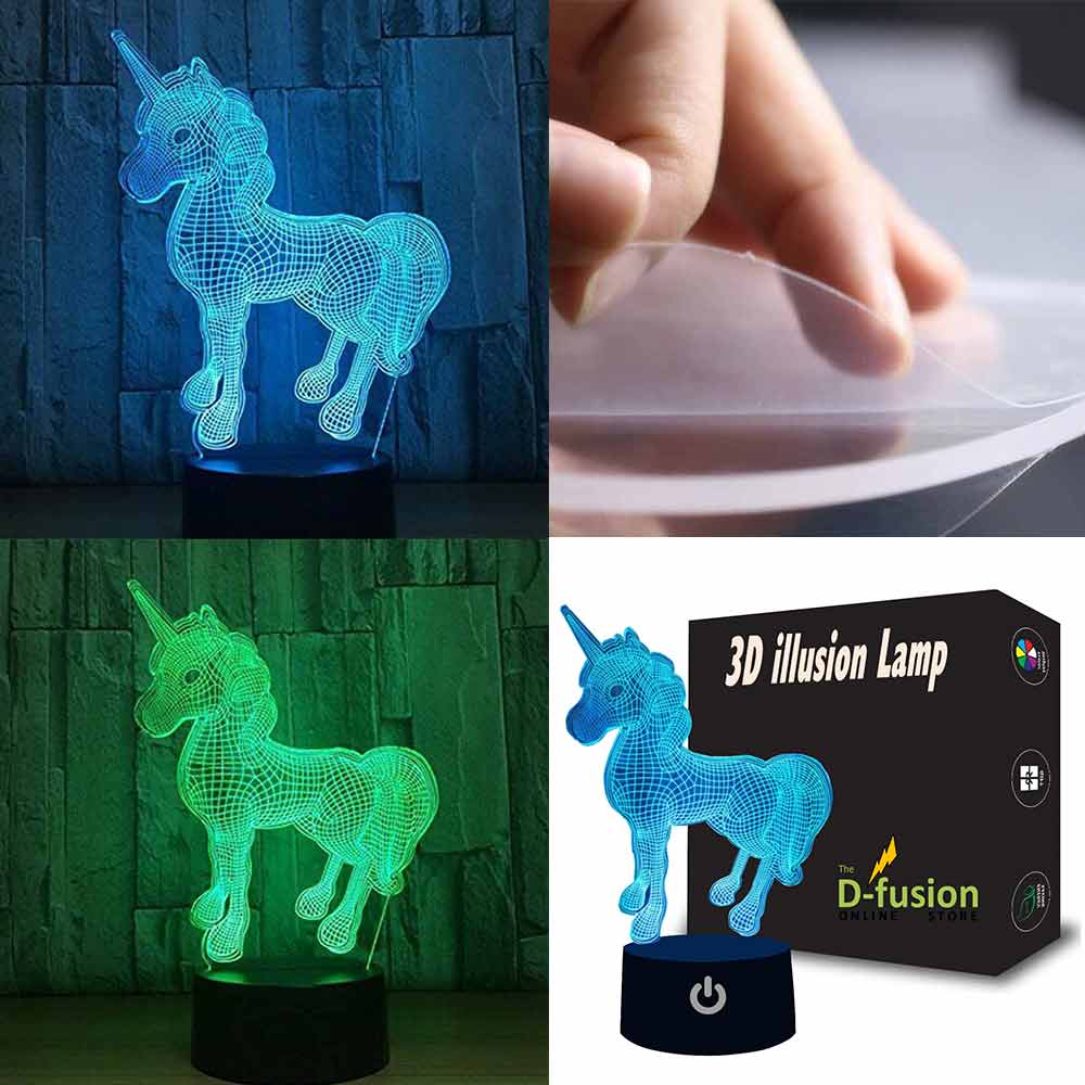 Unicorn Illusion Lamp 3D Optical Night Light LED Kids Mood Light Bedside