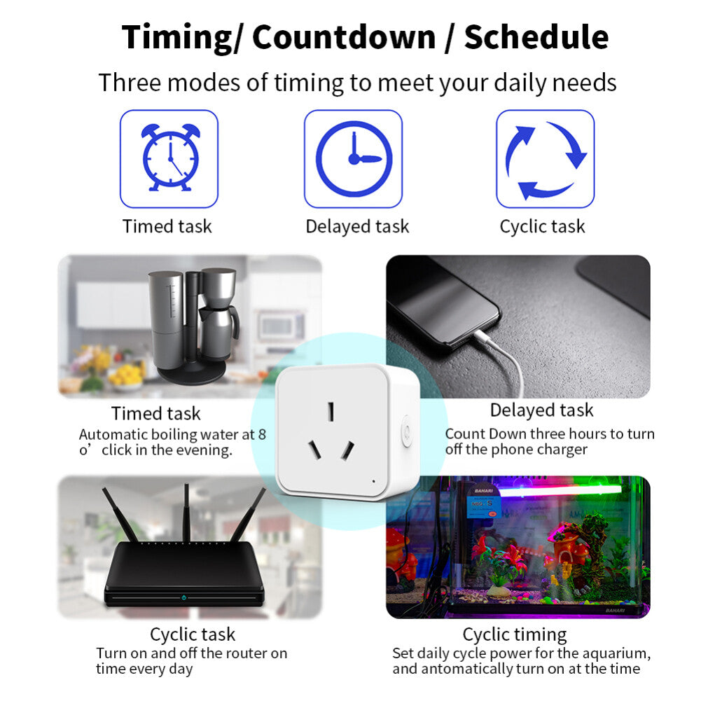 Tuya WiFi / Zigbee 16A Smart AU Socket Plug Voice Control for Alexa Google Home