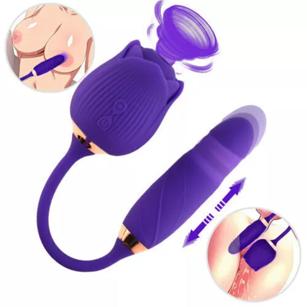 Clit Sucking Vibrator Oral Thrusting G spot Dildo Bullet Sexy Toys for Women