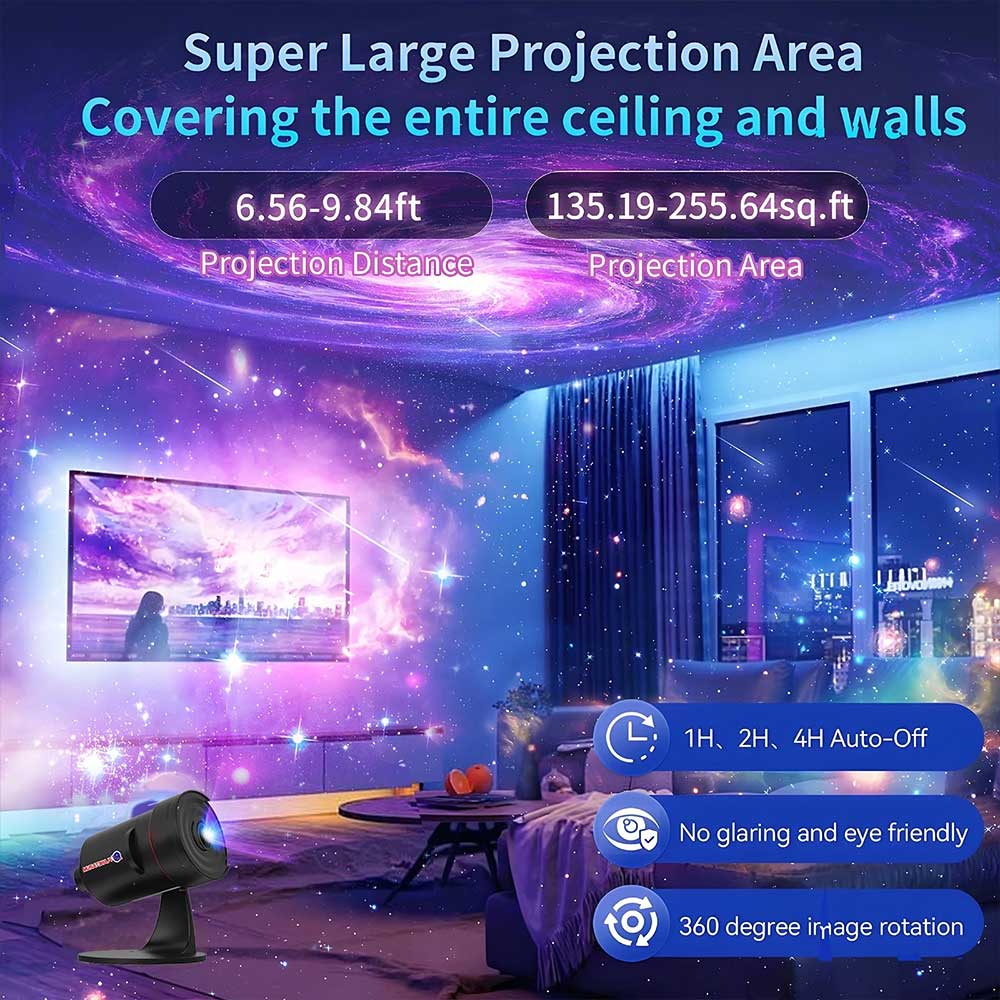 Galaxy Night Light Projector – HD Planetarium with 10 Films & Rotation Speed