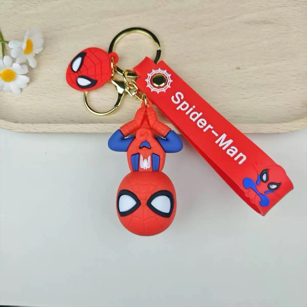 Spider-Man Cartoon Keychain – 3D Figure Keyring, Bag Clip Gift Set for Fans