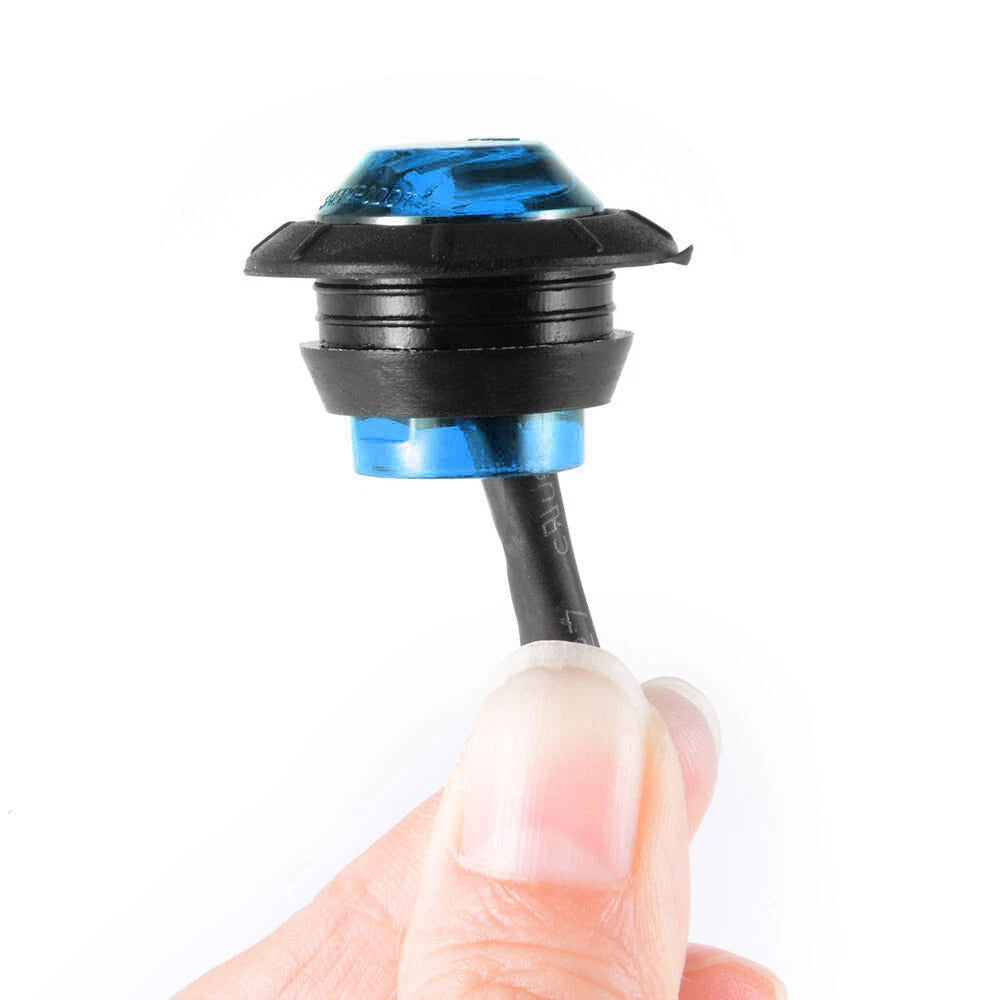 10X Blue Round Marine Boat Cabin Courtesy Lights Deck LED Walkway Stair Light