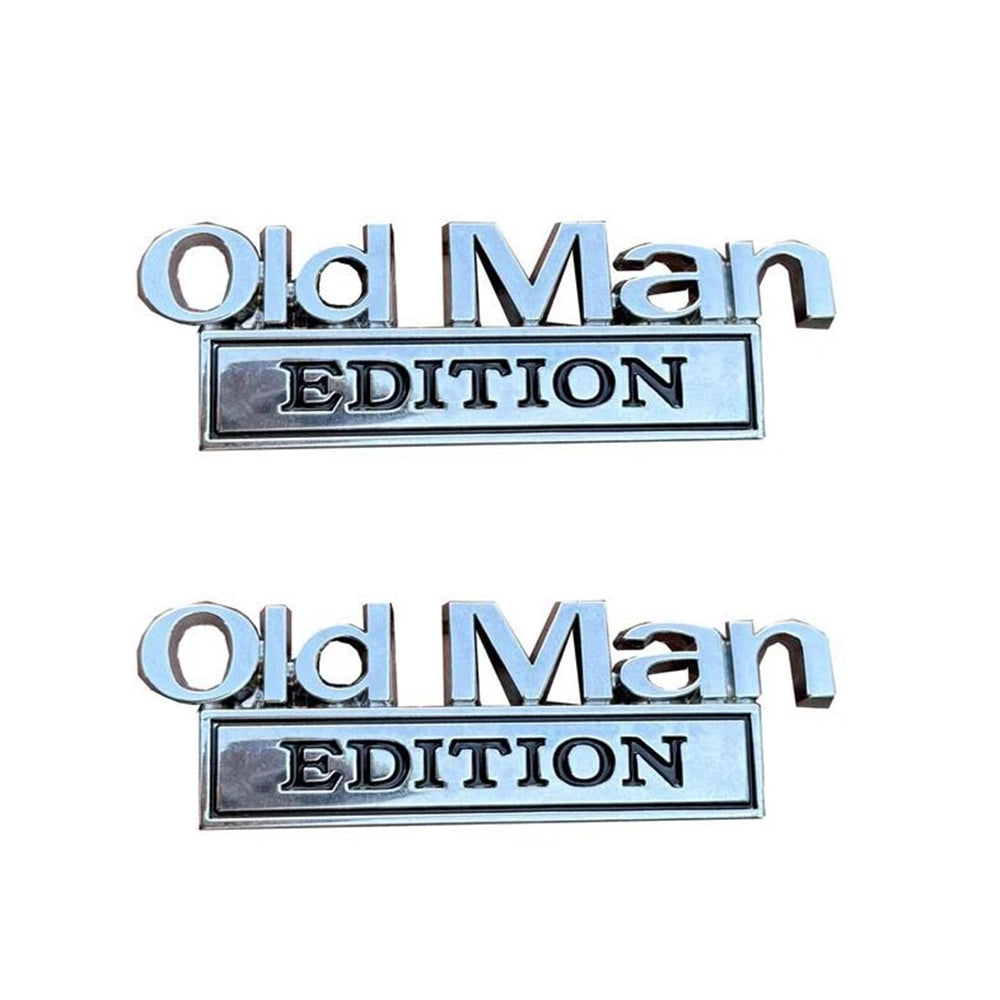 Old Man Edition 3D Metal Emblem Badge (2-Pack) - Alloy Car Sticker for Fender, Door, Truck - Multi-Color Options