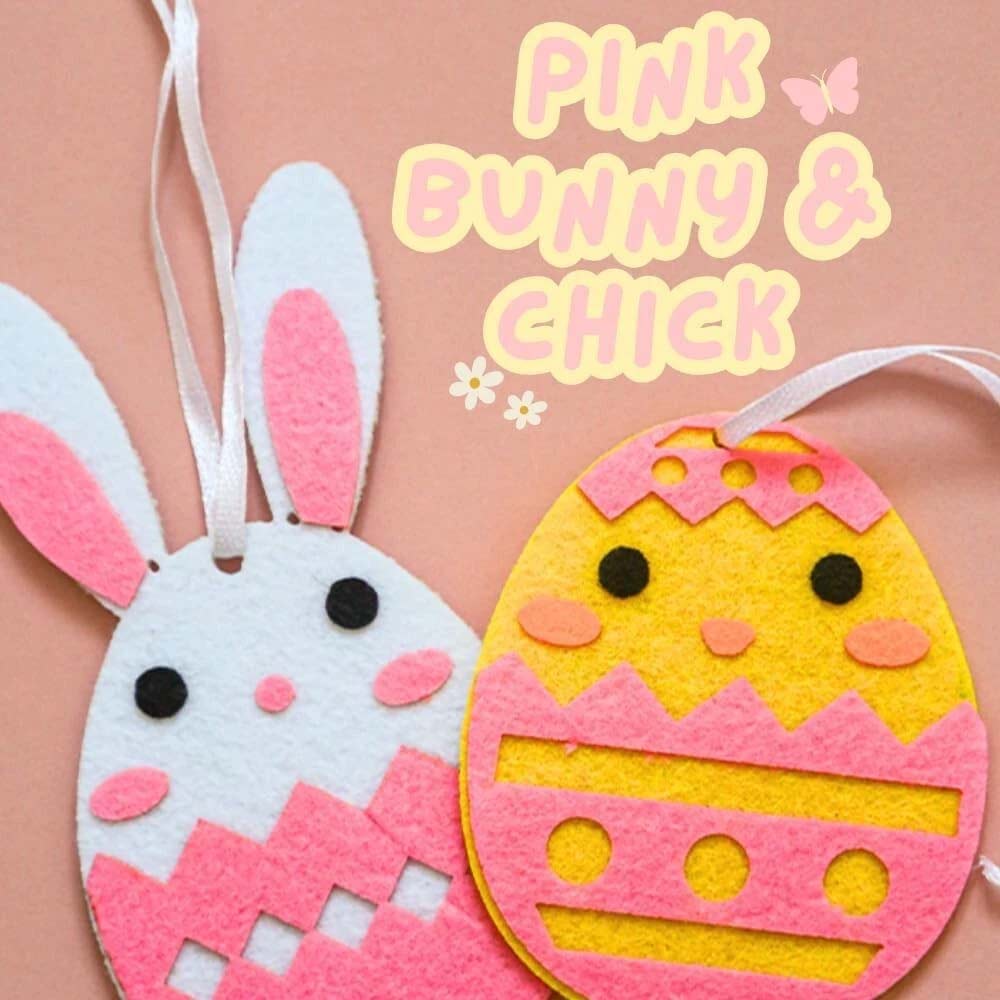 24PCS Hanging Easter Felt Eggs Decorations - Chicks & Bunnies for Home Festive Display