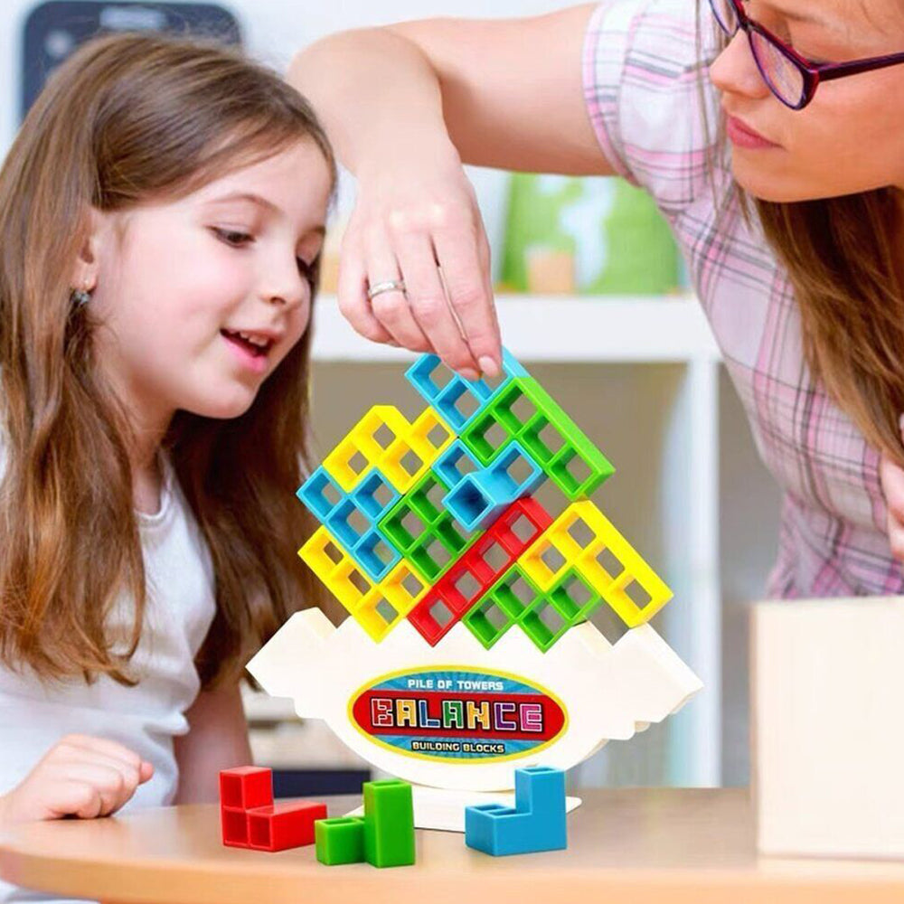 16PCS W/ holder Tetra Tower Game Stacking Blocks Balance Puzzle Assembly Bricks gift