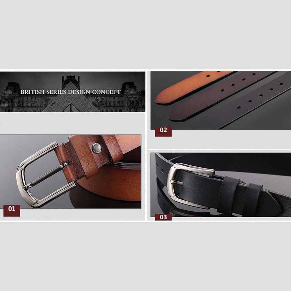 Mens Genuine Full Grain Leather Men's Belt Casual 125CM