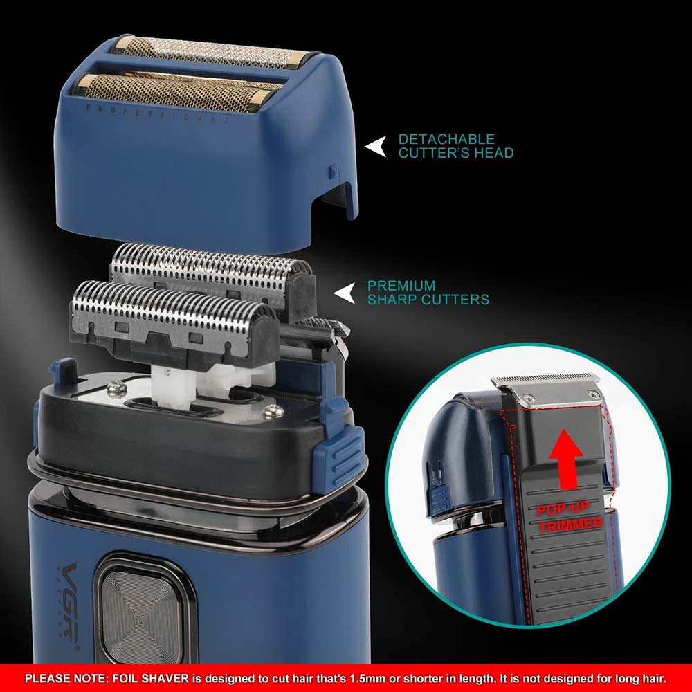 VGR Electric Foil Shaver for Men - Cordless Waterproof Razor with Pop-Up Trimmer