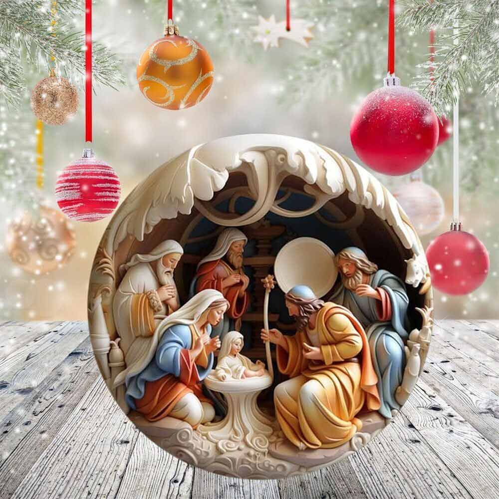 6PCS Nativity Christmas Ornament for Xmas Tree Birth of Jesus Christian Decor