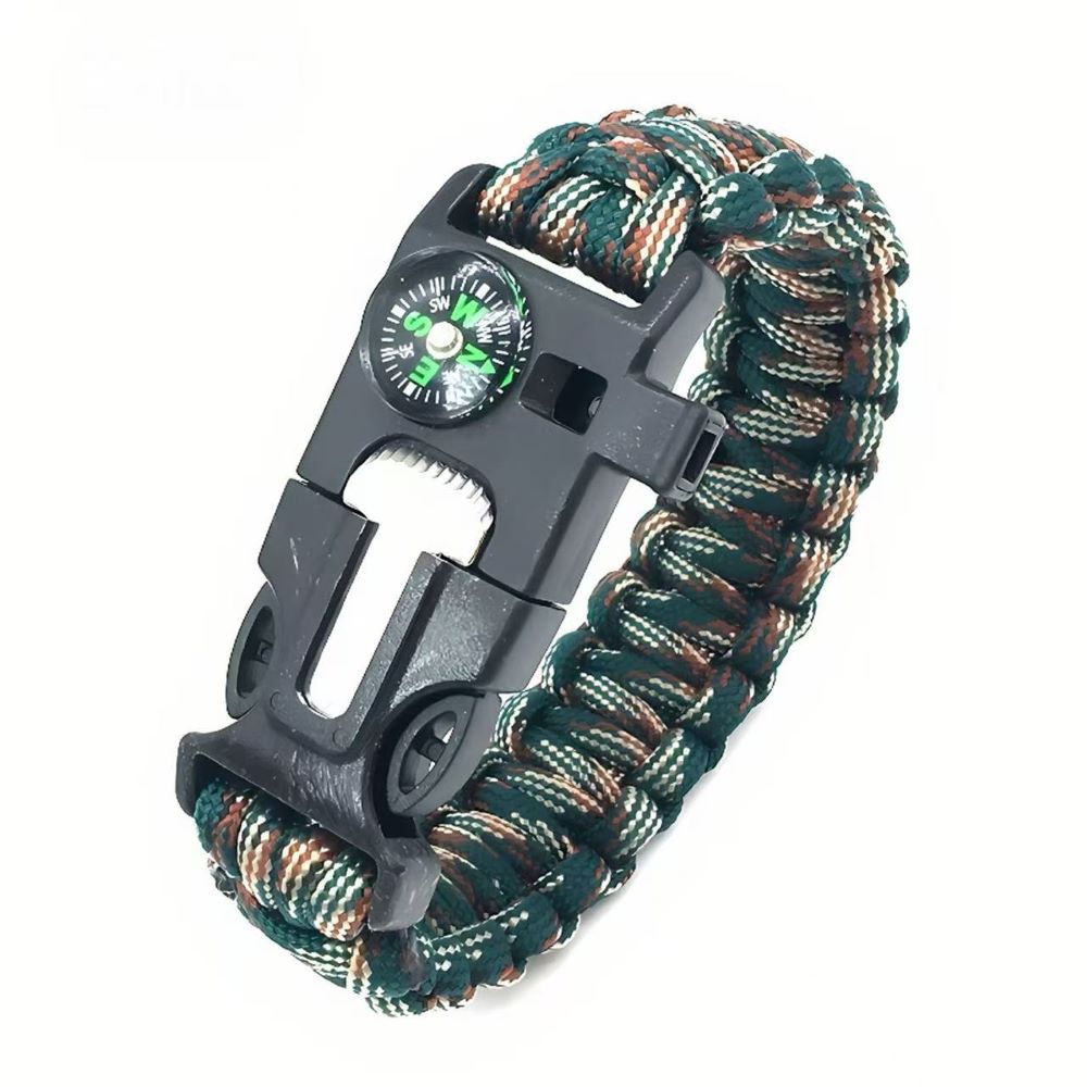 5-in-1 Survival Bracelet – Paracord, Compass, Whistle, Fire Starter, Cutter for Outdoor