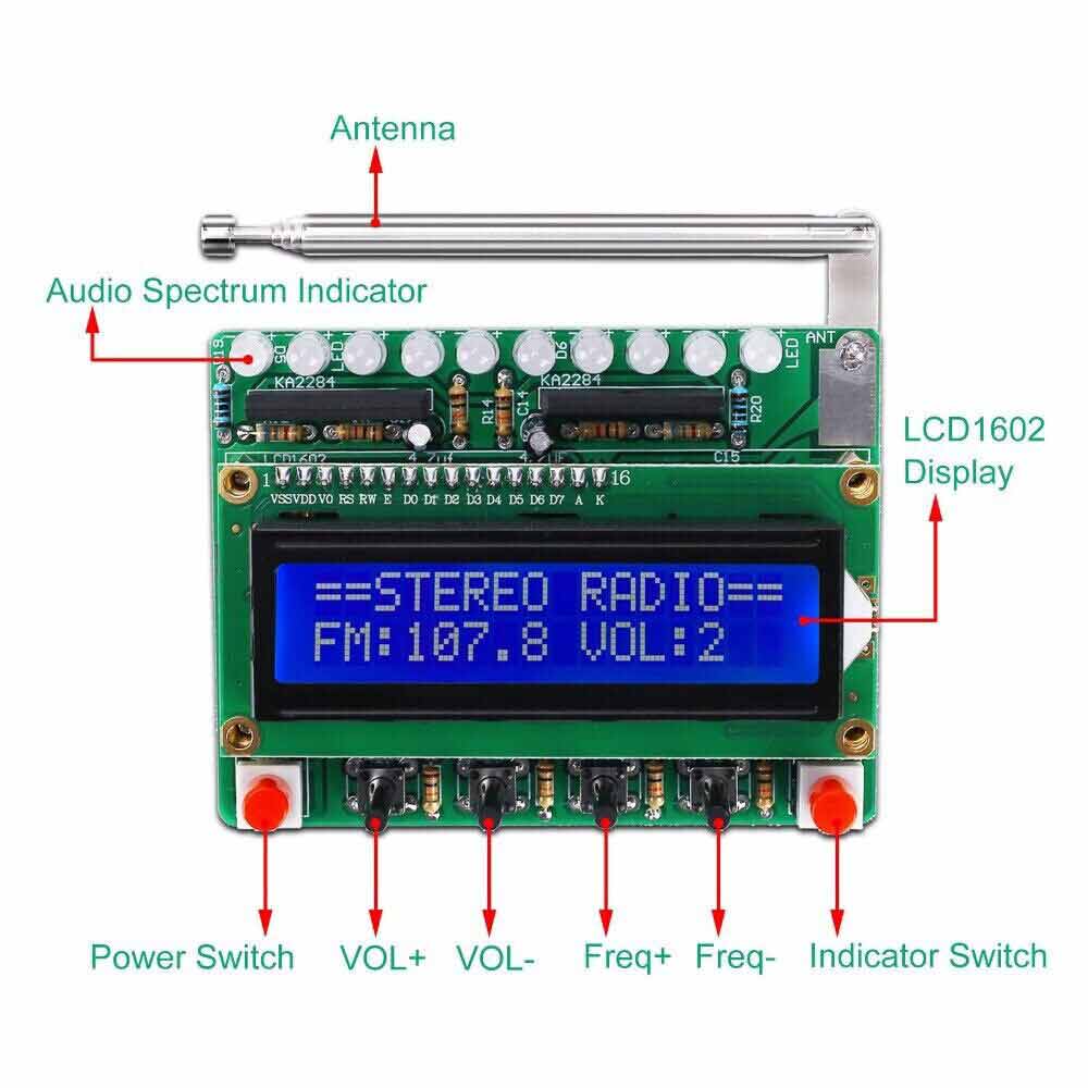 DIY Electronics Kits RDA5807 FM Radio-Receiver 5W Amplifier Audio Indicator