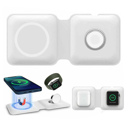 15W Mag safe Magnetic Wireless Foldable Charger Pad For iPhone 14 13 Apple Watch