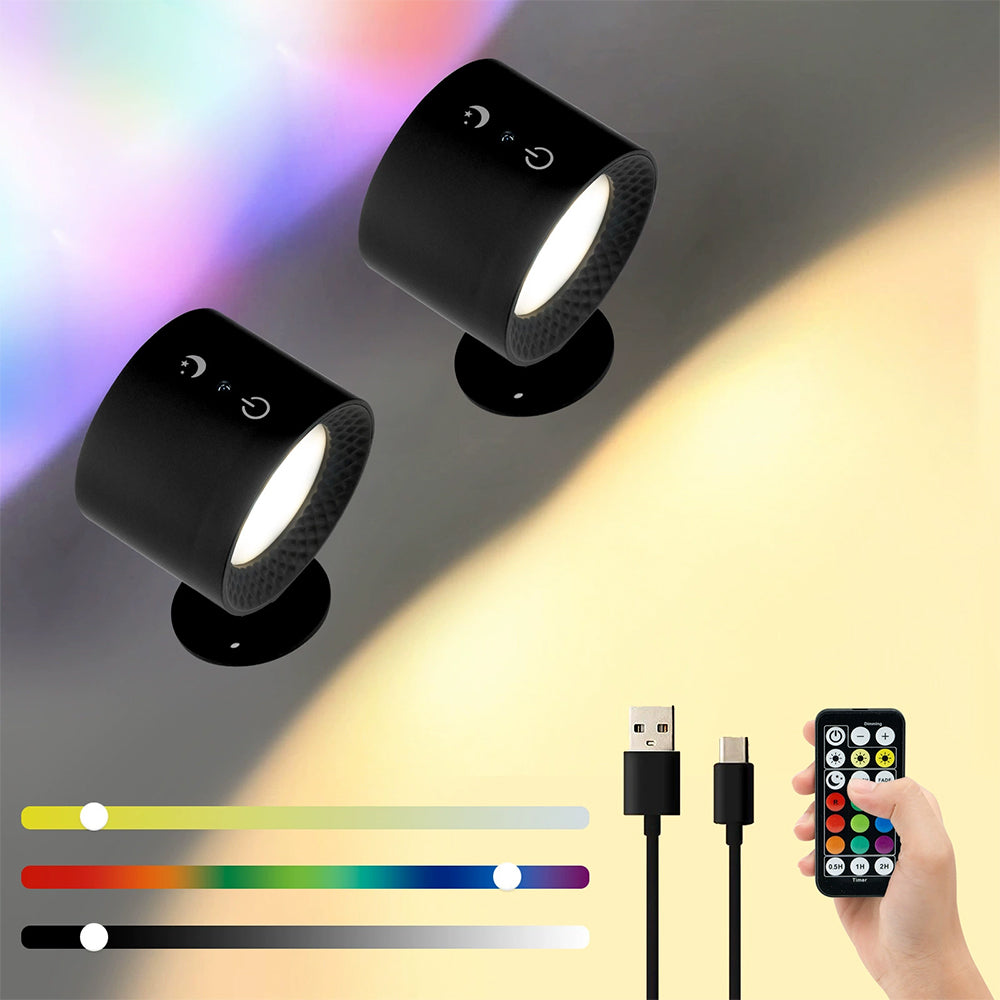 Rechargeable RGB LED Wall Sconce Lights - Magnetic Remote Night Lamp