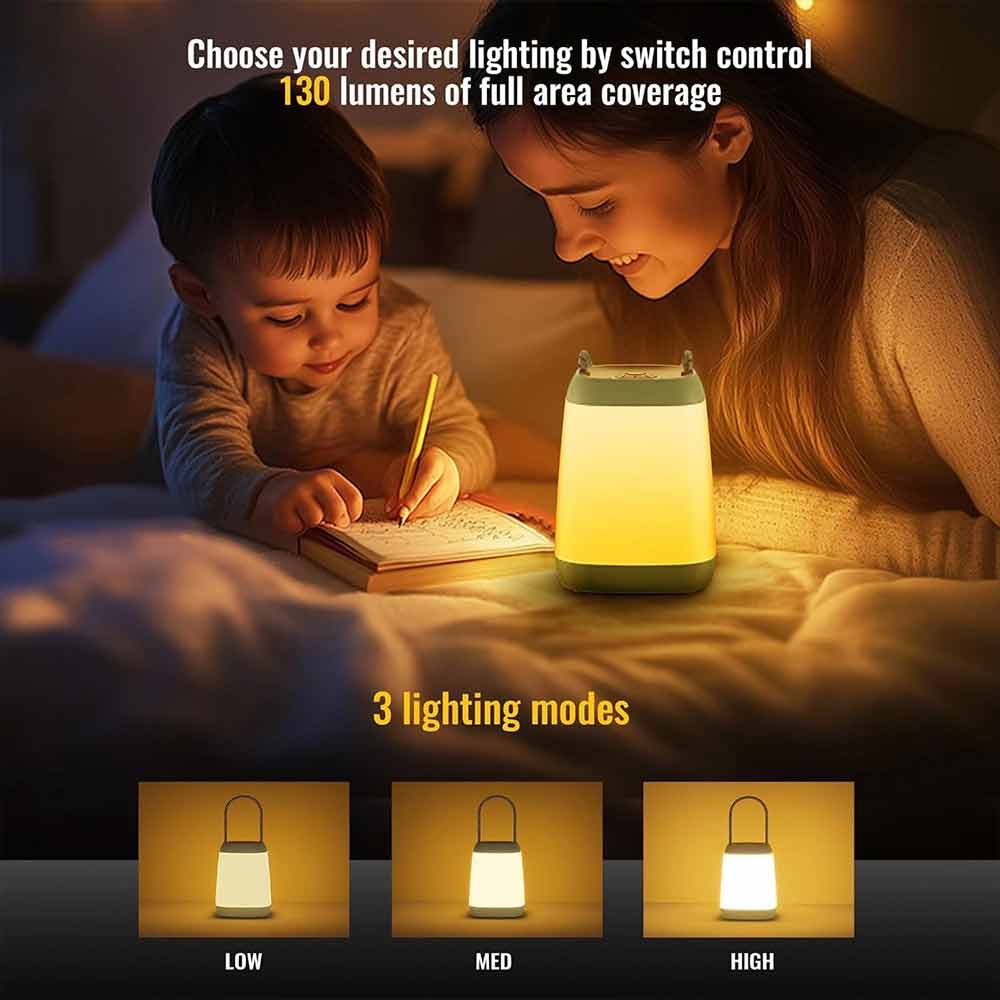 2 Pack LED Tent Lantern – 3 Light Modes, Battery Powered, 130 Lumens Bright
