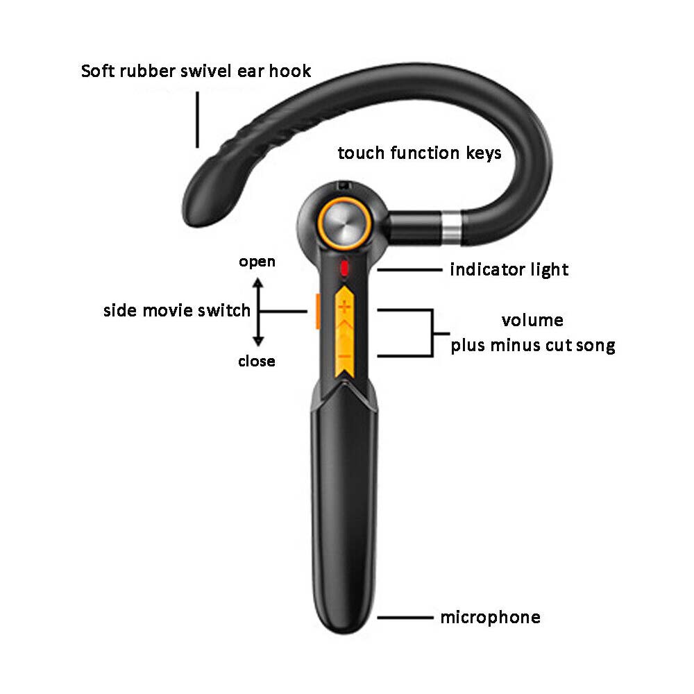Headset Trucker Earphone Driving Handsfree Wireless Earpiece Earbud Bluetooth