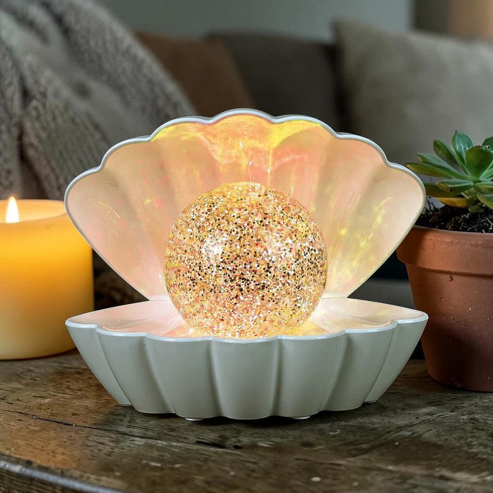 White Glitter Ball Lamp – 7-Colour LED Seashell Clam Mood Light