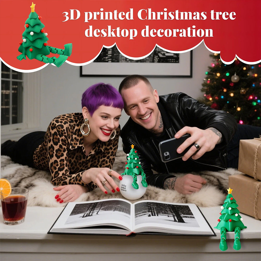 3D Printed Christmas Tree with Movable Joints – Adjustable Desktop Decoration for Home & Office