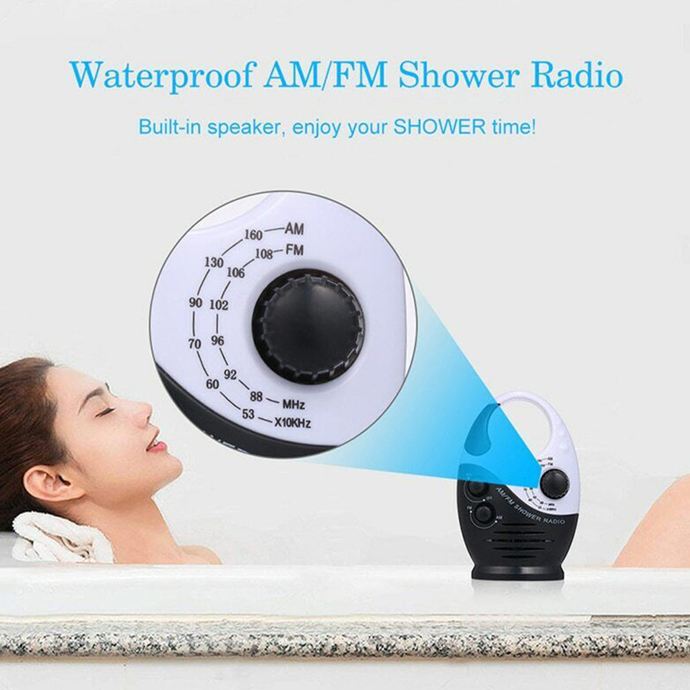 Waterproof Portable FM AM Radio Shower Music Hanging Radio Suit Bathroom Bath