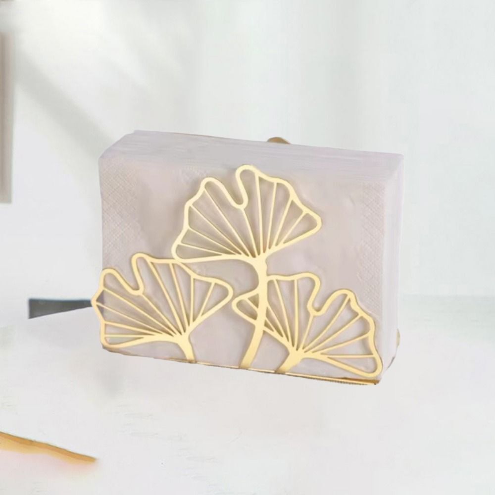 2PCS Ginkgo Leaf Napkin Holder Portable Metal Tissue Holder Iron Tissue Rack For Home Hotel