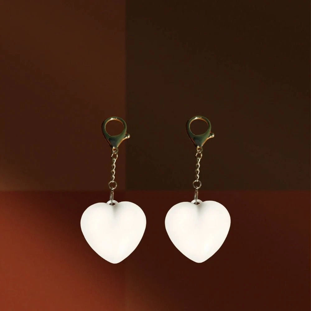 2x Rechargeable Heart Shape LED Light - Touch Sensitive Bag Keychain Flashlight